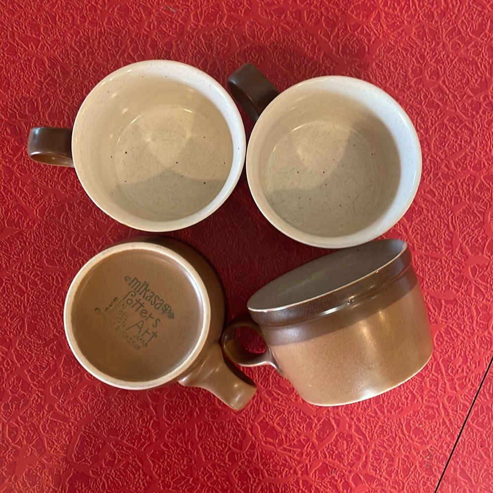 Four mid century modern mikasa potters art Ben siebel mugs set of 4 vintage!